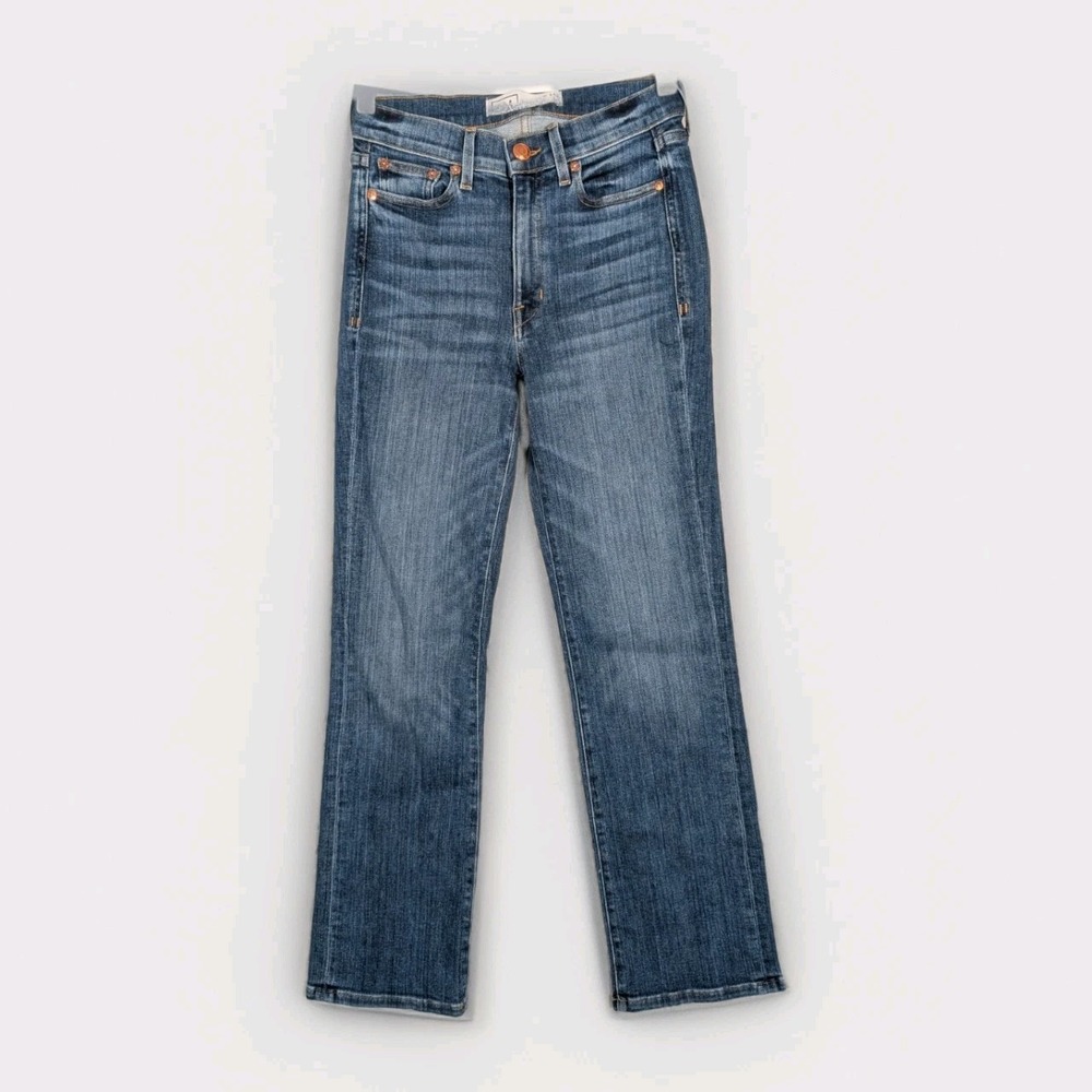 AYR The Pop Jeans Women 26 L Straight Mid Rise Blue Stretch Denim USA 26x29